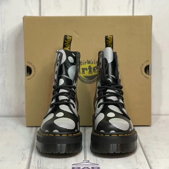 🔥Dr.Martens Jadon Polka Dot Smooth Leather Platform Boots MNS 5/ WOMENS 6 NEW🔥 - Picture 2 of 11